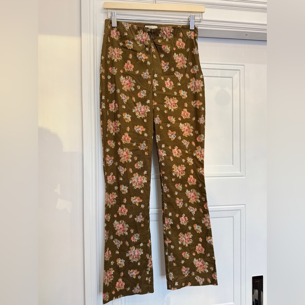 NWT TUCKERNUCK HAZEL BOUQUET CORDUROY ASHFORD PANT BROWN FLORAL L S